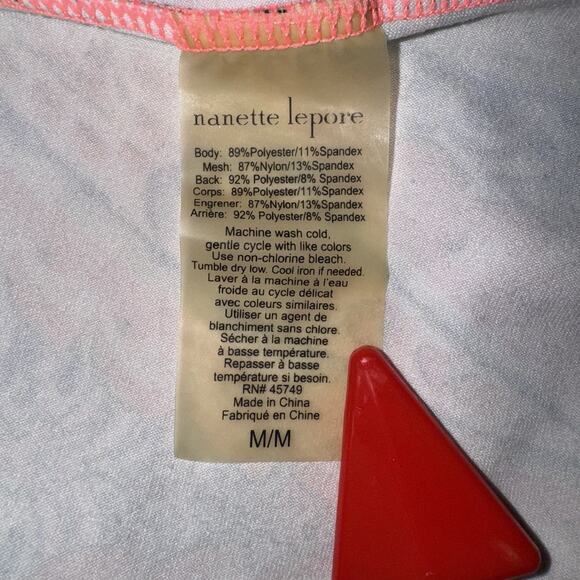 Nanette Lepore Sz Medium Dress Shelf Bra Pink Paisley Stretch Activewear Tennis - Picture 5 of 5